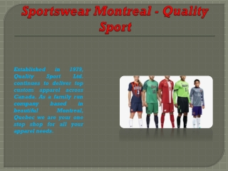 Sportswear Montreal - Quality Sport