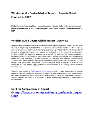 Wireless Audio Devices Market Revenue and Growth Rate Research Report 2020