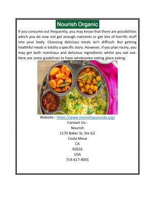 Top Healthy Restaurant Costa Mesa | Nourish Ayurveda