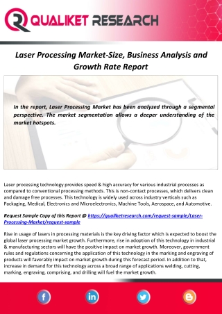 Laser Processing Market Size, Share, Growth and Forecast Report to 2027