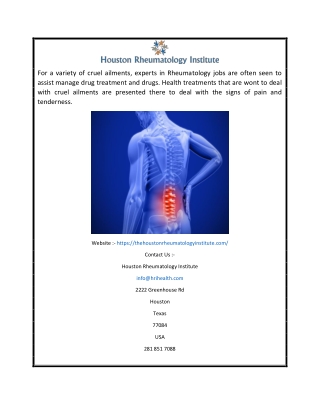 Professional Rheumatologist Katy Tx | Houston Rheumatology Institute