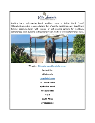 20 Sleeper Beach Front Accommodation Venue North Coast | Villaisabella.co.za