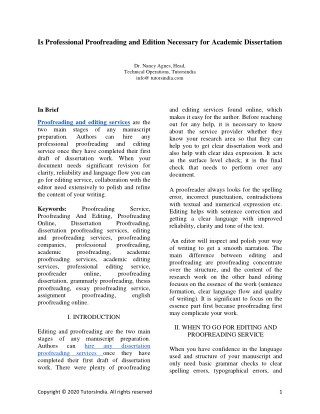 Is professional proofreading and edition necessary for academic dissertation?
