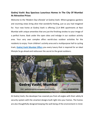 Godrej Vashi At Mumbai - New Launch By Godrej