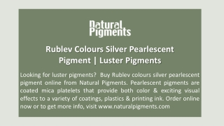 Rublev Colours Silver Pearlescent Pigment | Luster Pigments