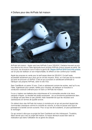 4 Dollars pour des AirPods fait maison