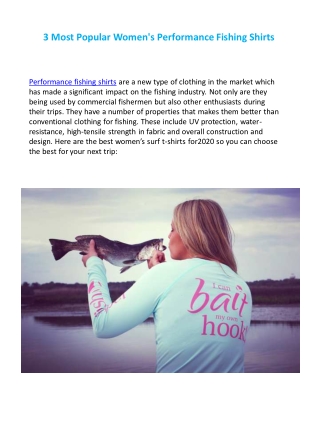 3 Most Popular Women's Performance Fishing Shirts