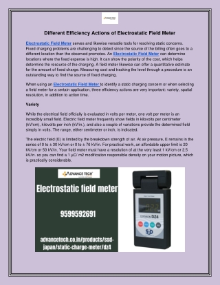 Get  Electrostatic Field Meter