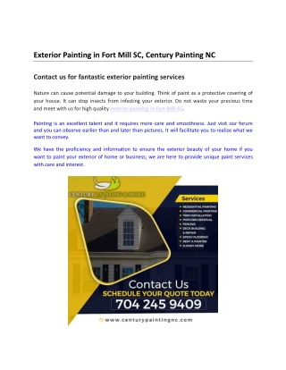 Exterior Painting in Fort Mill SC, Century Painting NC