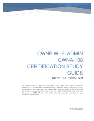 Latest CWNP Wi-Fi Admin CWNA-108 Certification Study Guide