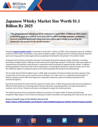 Japanese Whisky Market Size Worth $1.1 Billion By 2025