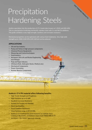Ambica Steels is the Leading Producer of Precipitation Hardening Steels