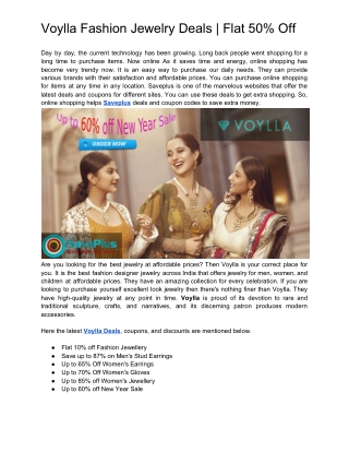 Voylla Fashion Jewelry Deals | Flat 50% Off