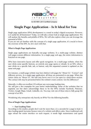 Single Page Application – Is It Ideal for You