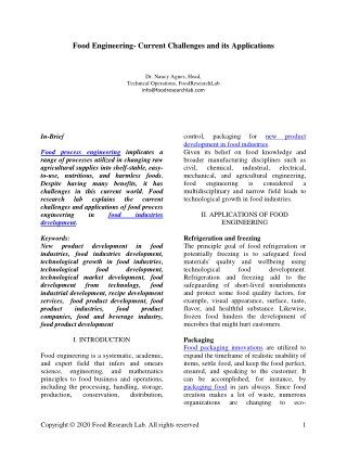 Challenges and its applications in Food engineering – FoodResearchlab