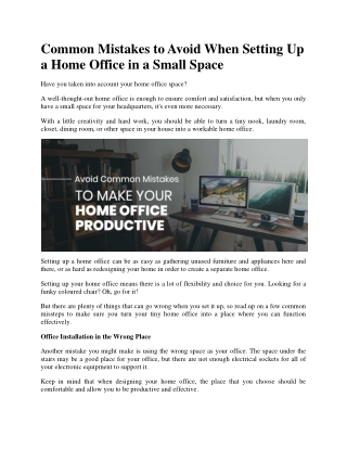 Common Mistakes to Avoid When Setting Up a Home Office in a Small Space