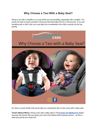 Why Choose a Taxi With a Baby Seat?