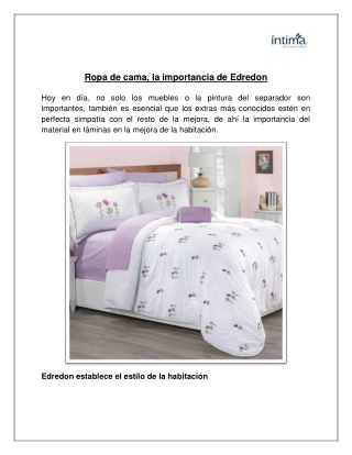 Ropa de cama, la importancia de Edredon