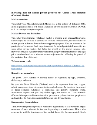 Trace Minerals (Chelated) in Feed MarketSize and Competitive Analysis Report 2025