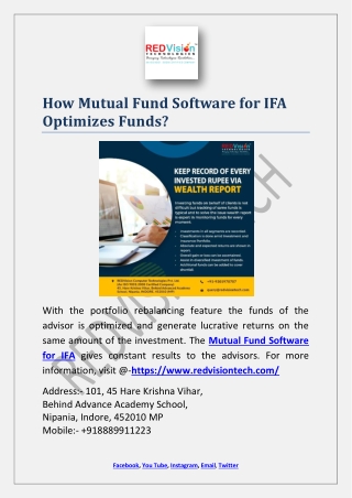Mutual Fund Software For IFA