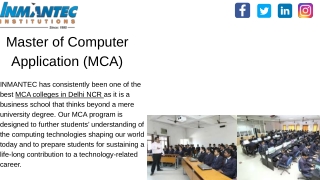 Join Inmantec Institution for best MCA Courses in Ghaziabad.