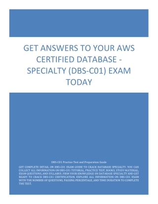 Get Answers to Your AWS Certified Database - Specialty (DBS-C01) Exam Today