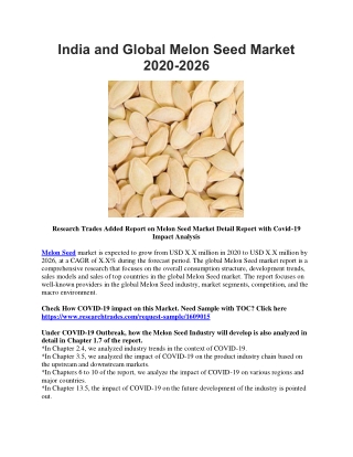 India and Global Melon Seed Market 2020-2026