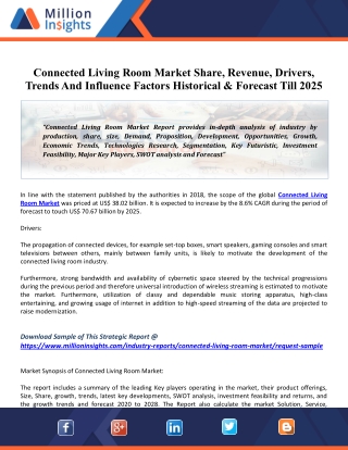 Connected Living Room Market 2025 Analysis, Key Growth Drivers, Challenges, Leading Key Players Review, Demand