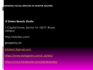 Trending Facial Services in Udaipur KDoters