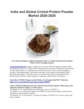 India and Global Cricket Protein Powder Market 2020-2026