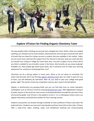 Explore ViTutors for Finding Organic Chemistry Tutor