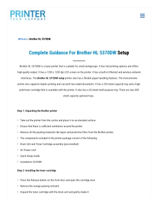 Complete Guidance For Brother HL 5370DW Setup | Printing Issues