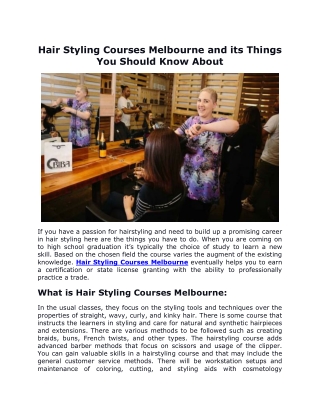 Hair Styling Courses Melbourne And Its Things You Should Know About