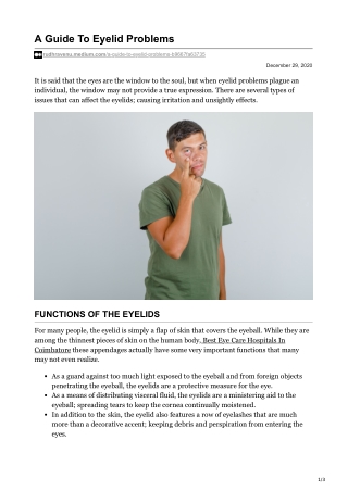A Guide To Eyelid Problems
