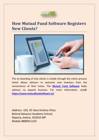 How Mutual Fund Software Registers New Clients?