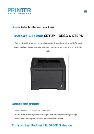 Brother HL 5450dn setup and troubleshooting factors