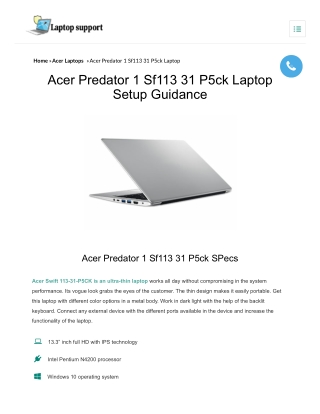 Acer Predator 1 Sf113 31 P5ck Laptop Setup & Troubleshoot Guide