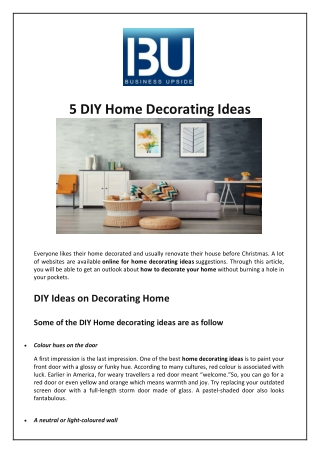 5 DIY Home Decorating Ideas