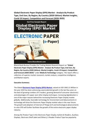 Global Electronic Paper Display (EPD) Market Research Report Forecast 2025