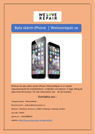 Byta skärm iPhone 7 pris  | Weloverepair.se