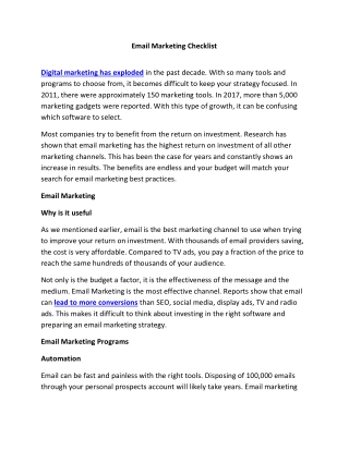 Email Marketing Checklist