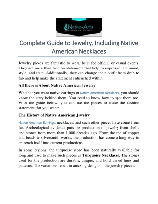 Complete Guide to Jewelry, Including Native American Necklaces