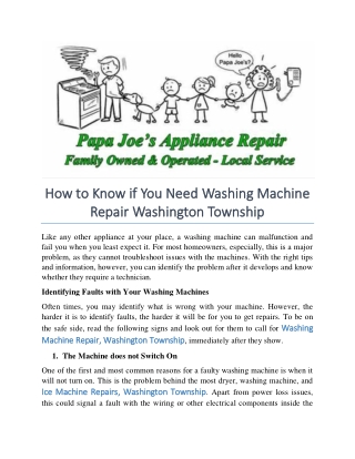 How to Know if You Need Washing Machine Repair Washington Township