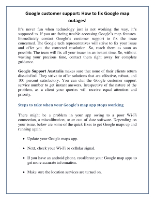 Google customer support: How to fix Google map outages!