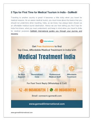 5 Tips for First Time for Medical Tourism in India - GoMedii