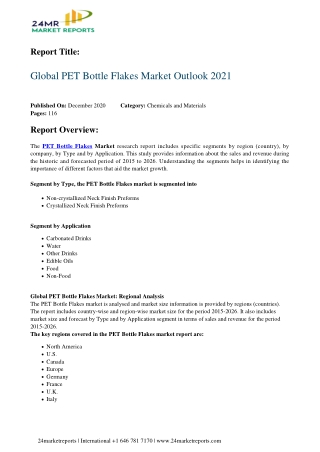 PET Bottle Flakes Market Outlook 2021