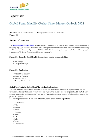 Semi-Metallic Gasket Sheet Market Outlook 2021