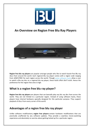 An Overview on Region Free Blu Ray Players