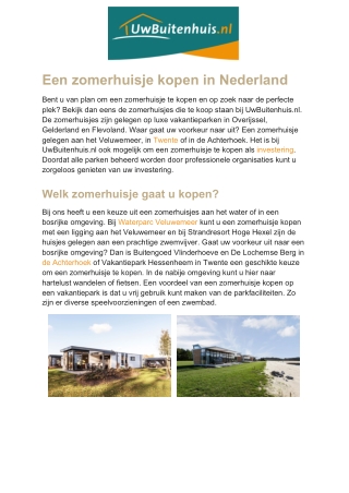 Zomerhuisje kopen