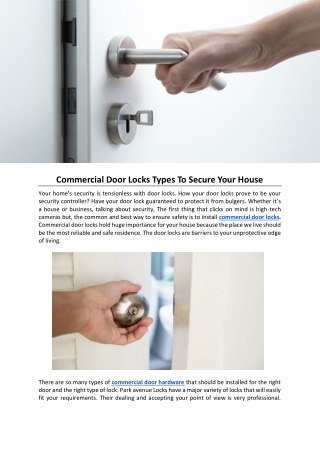 Commercial Door Locks Types To Secure Your House.